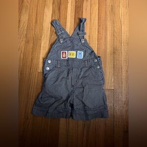 Vintage Gymboree 2000 6/12 striped tool applique shortalls